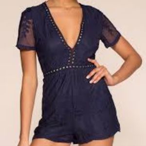 Navy lace romper